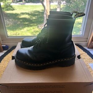 Dr. Martens Black Boots with Yellow Stitching